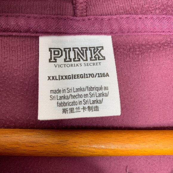 Victoria's Secret Pink women's purple logo velour zip up hooded sweatshirt XXL - Picture 9 of 11